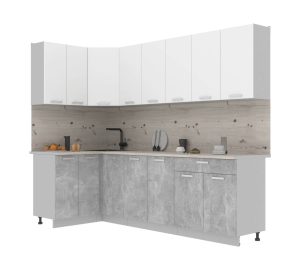 ГОТОВАЯ КУХНЯ ЛАЙТ 1,2X2,6 (БЕЛЫЙ/ БЕТОН)