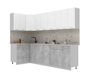 ГОТОВАЯ КУХНЯ ЛАЙТ 1,2X2,7 (БЕЛЫЙ/ БЕТОН)