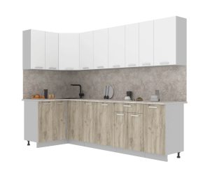 ГОТОВАЯ КУХНЯ ЛАЙТ 1,2X2,8 (БЕЛЫЙ/ ДУБ СЕРЫЙ)