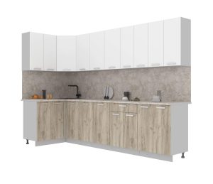 ГОТОВАЯ КУХНЯ ЛАЙТ 1,2X3,0 (БЕЛЫЙ/ ДУБ СЕРЫЙ)