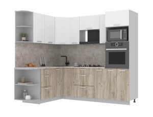 ГОТОВАЯ КУХНЯ ЛАЙТ 1,68Х2,4 (БЕЛЫЙ/ ДУБ СЕРЫЙ)