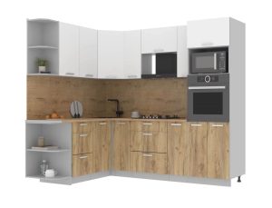 ГОТОВАЯ КУХНЯ ЛАЙТ 1,68Х2,4 (БЕЛЫЙ/ДУБ ЗОЛОТОЙ)