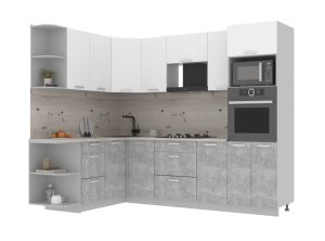 ГОТОВАЯ КУХНЯ ЛАЙТ 1,68Х2,6 (БЕЛЫЙ/БЕТОН)