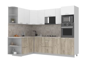 ГОТОВАЯ КУХНЯ ЛАЙТ 1,68Х2,6 (БЕЛЫЙ/ ДУБ СЕРЫЙ)