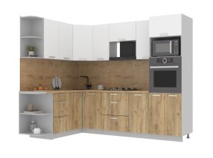 ГОТОВАЯ КУХНЯ ЛАЙТ 1,68Х2,6 (БЕЛЫЙ/ДУБ ЗОЛОТОЙ)