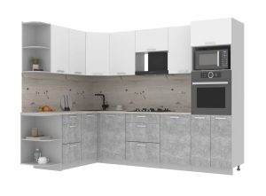 ГОТОВАЯ КУХНЯ ЛАЙТ 1,68Х2,8 (БЕЛЫЙ/БЕТОН)