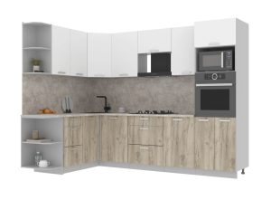 ГОТОВАЯ КУХНЯ ЛАЙТ 1,68Х2,8 (БЕЛЫЙ/ ДУБ СЕРЫЙ)