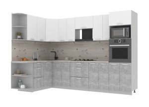 ГОТОВАЯ КУХНЯ ЛАЙТ 1,68Х3,0 (БЕЛЫЙ/БЕТОН)