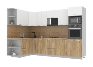 ГОТОВАЯ КУХНЯ ЛАЙТ 1,68Х3,0 (БЕЛЫЙ/ДУБ ЗОЛОТОЙ)