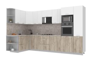 ГОТОВАЯ КУХНЯ ЛАЙТ 1,68Х3,4 (БЕЛЫЙ/ ДУБ СЕРЫЙ)