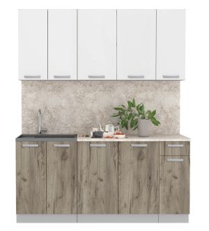 ГОТОВАЯ КУХНЯ ЛАЙТ 1,7-60 (БЕЛЫЙ/ ДУБ СЕРЫЙ)