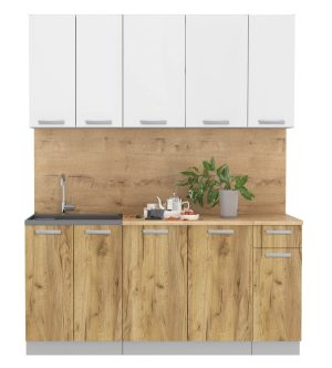 ГОТОВАЯ КУХНЯ ЛАЙТ 1,7-60 (БЕЛЫЙ/ ДУБ ЗОЛОТОЙ)