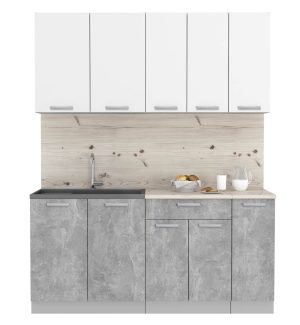 ГОТОВАЯ КУХНЯ ЛАЙТ 1,7 (БЕЛЫЙ/ БЕТОН)