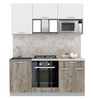 ГОТОВАЯ КУХНЯ ЛАЙТ 1,7ВТ (БЕЛЫЙ/ ДУБ СЕРЫЙ)