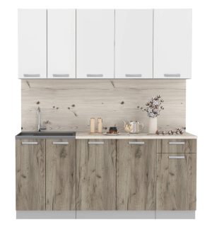 ГОТОВАЯ КУХНЯ ЛАЙТ 1,8-60 (БЕЛЫЙ/ ДУБ СЕРЫЙ)