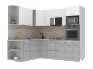 ГОТОВАЯ КУХНЯ ЛАЙТ 1,88Х2,4 (БЕЛЫЙ/БЕТОН)