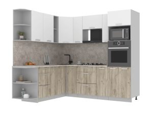 ГОТОВАЯ КУХНЯ ЛАЙТ 1,88Х2,4 (БЕЛЫЙ/ ДУБ СЕРЫЙ)