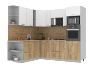 ГОТОВАЯ КУХНЯ ЛАЙТ 1,88Х2,4 (БЕЛЫЙ/ДУБ ЗОЛОТОЙ)