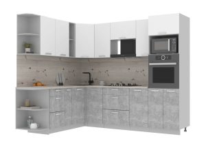 ГОТОВАЯ КУХНЯ ЛАЙТ 1,88Х2,6 (БЕЛЫЙ/БЕТОН)