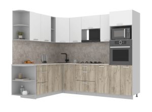 ГОТОВАЯ КУХНЯ ЛАЙТ 1,88Х2,6 (БЕЛЫЙ/ ДУБ СЕРЫЙ)