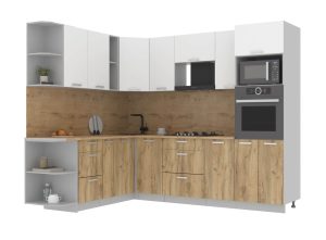 ГОТОВАЯ КУХНЯ ЛАЙТ 1,88Х2,6 (БЕЛЫЙ/ДУБ ЗОЛОТОЙ)