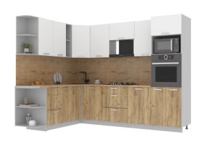 ГОТОВАЯ КУХНЯ ЛАЙТ 1,88Х2,8 (БЕЛЫЙ/ДУБ ЗОЛОТОЙ)