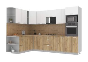 ГОТОВАЯ КУХНЯ ЛАЙТ 1,88Х3,0 (БЕЛЫЙ/ДУБ ЗОЛОТОЙ)