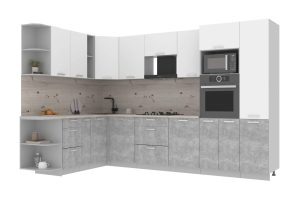 ГОТОВАЯ КУХНЯ ЛАЙТ 1,88Х3,2 (БЕЛЫЙ/БЕТОН)