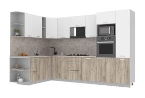 ГОТОВАЯ КУХНЯ ЛАЙТ 1,88Х3,2 (БЕЛЫЙ/ ДУБ СЕРЫЙ)