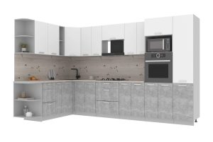 ГОТОВАЯ КУХНЯ ЛАЙТ 1,88Х3,4 (БЕЛЫЙ/БЕТОН)