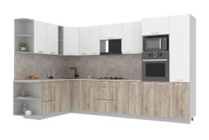 ГОТОВАЯ КУХНЯ ЛАЙТ 1,88Х3,4 (БЕЛЫЙ/ ДУБ СЕРЫЙ)