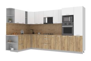 ГОТОВАЯ КУХНЯ ЛАЙТ 1,88Х3,4 (БЕЛЫЙ/ДУБ ЗОЛОТОЙ)