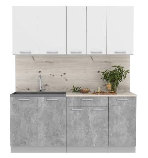 ГОТОВАЯ КУХНЯ ЛАЙТ 1,8 (БЕЛЫЙ/ БЕТОН)