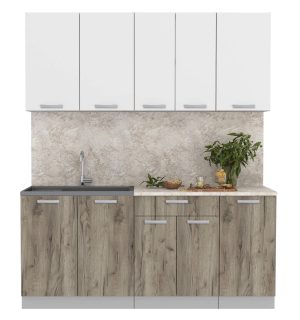 ГОТОВАЯ КУХНЯ ЛАЙТ 1,8 (БЕЛЫЙ/ ДУБ СЕРЫЙ)