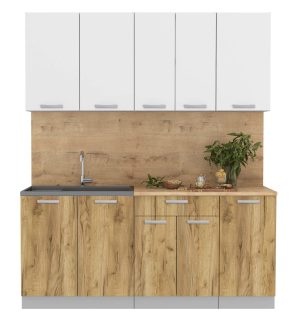 ГОТОВАЯ КУХНЯ ЛАЙТ 1,8 (БЕЛЫЙ/ ДУБ ЗОЛОТОЙ)