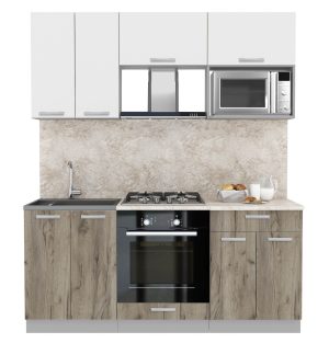 ГОТОВАЯ КУХНЯ ЛАЙТ 1,8ВТ (БЕЛЫЙ/ ДУБ СЕРЫЙ)