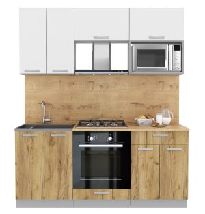 ГОТОВАЯ КУХНЯ ЛАЙТ 1,8ВТ (БЕЛЫЙ/ ДУБ ЗОЛОТОЙ)