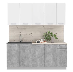 ГОТОВАЯ КУХНЯ ЛАЙТ 1,9 (БЕЛЫЙ/ БЕТОН)