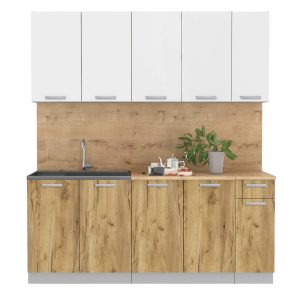 ГОТОВАЯ КУХНЯ ЛАЙТ 1,9 (БЕЛЫЙ/ ДУБ ЗОЛОТОЙ)