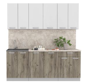 ГОТОВАЯ КУХНЯ ЛАЙТ 2,0-60 (БЕЛЫЙ/ ДУБ СЕРЫЙ)