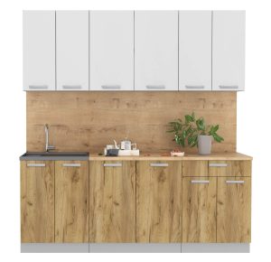 ГОТОВАЯ КУХНЯ ЛАЙТ 2,0-60 (БЕЛЫЙ/ ДУБ ЗОЛОТОЙ)