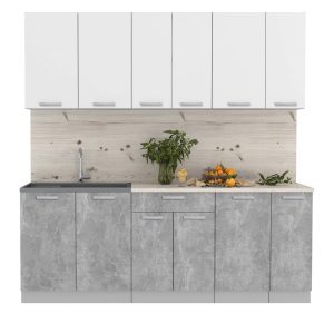 ГОТОВАЯ КУХНЯ ЛАЙТ 2,1 (БЕЛЫЙ/ БЕТОН)