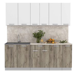 ГОТОВАЯ КУХНЯ ЛАЙТ 2,1 (БЕЛЫЙ/ ДУБ СЕРЫЙ)