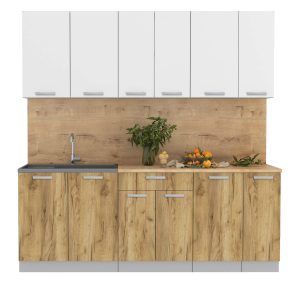 ГОТОВАЯ КУХНЯ ЛАЙТ 2,1 (БЕЛЫЙ/ ДУБ ЗОЛОТОЙ)