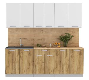 ГОТОВАЯ КУХНЯ ЛАЙТ 2,2 (БЕЛЫЙ/ ДУБ ЗОЛОТОЙ)