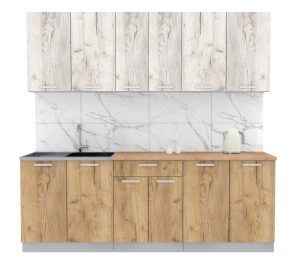 ГОТОВАЯ КУХНЯ ЛАЙТ 2,2 (ДУБ БЕЛЫЙ/ ДУБ ЗОЛОТОЙ)