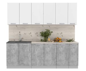 ГОТОВАЯ КУХНЯ ЛАЙТ 2,3 (БЕЛЫЙ/ БЕТОН)