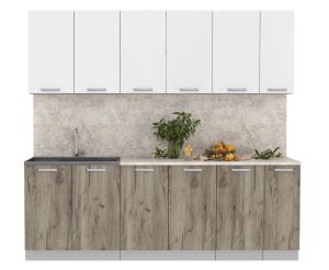 ГОТОВАЯ КУХНЯ ЛАЙТ 2,3 (БЕЛЫЙ/ ДУБ СЕРЫЙ)