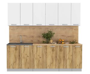 ГОТОВАЯ КУХНЯ ЛАЙТ 2,3 (БЕЛЫЙ/ ДУБ ЗОЛОТОЙ)