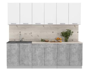 ГОТОВАЯ КУХНЯ ЛАЙТ 2,4 (БЕЛЫЙ/ БЕТОН)